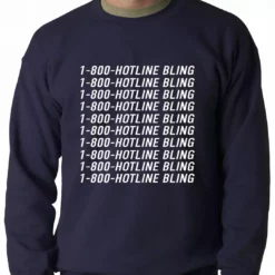 Bewild 1-800-HotlineBling Adult Crewneck Hip-Hop Inspired Clothing