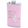 Bewild Flasks 6oz Girls Nite Out Party Shoes Stainless Steel Flask With Pink Wrap