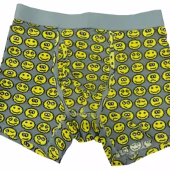 Bewild Men's Boxers 8 Bit Digital Emoticon Boxer Brief (Light Grey)