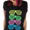 Bewild 80's Style Sunglasses Black Light Responsive Girls T-Shirt Cool Funny & Offensive