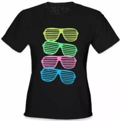 Bewild 80's Style Sunglasses Black Light Responsive Girls T-Shirt Cool Funny & Offensive