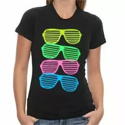 Bewild 80's Style Sunglasses Black Light Responsive Girls T-Shirt Cool Funny & Offensive