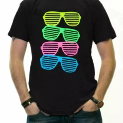 Bewild 80's Style Sunglasses Black Light Responsive T-Shirt