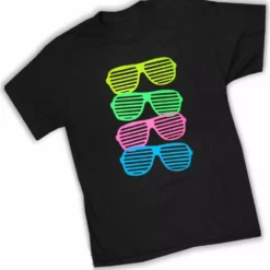 Bewild 80's Style Sunglasses Black Light Responsive T-Shirt