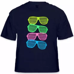 Bewild 80's Style Sunglasses Black Light Responsive T-Shirt