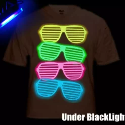 Bewild 80's Style Sunglasses Black Light Responsive T-Shirt