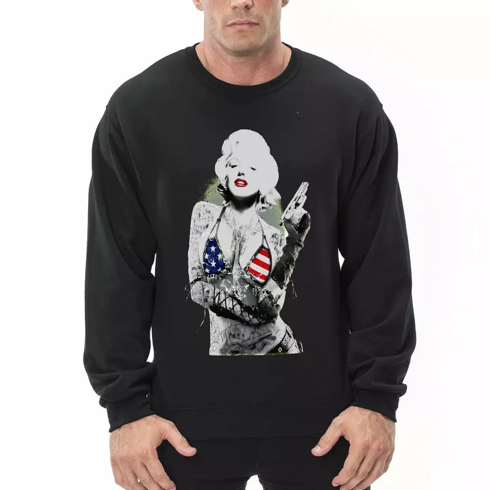 Bewild Cool Funny & Offensive Marilyn Flag Bikini Adult Crewneck 3 Bewild Cool Funny & Offensive Marilyn Flag Bikini Adult Crewneck