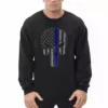 Bewild Police Thin Blue Line Skull American Flag - Support Police Department Adult Crewneck Say It Loud