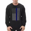 Bewild Police Thin Blue Line American Flag - Support Police Department Adult Crewneck Say It Loud