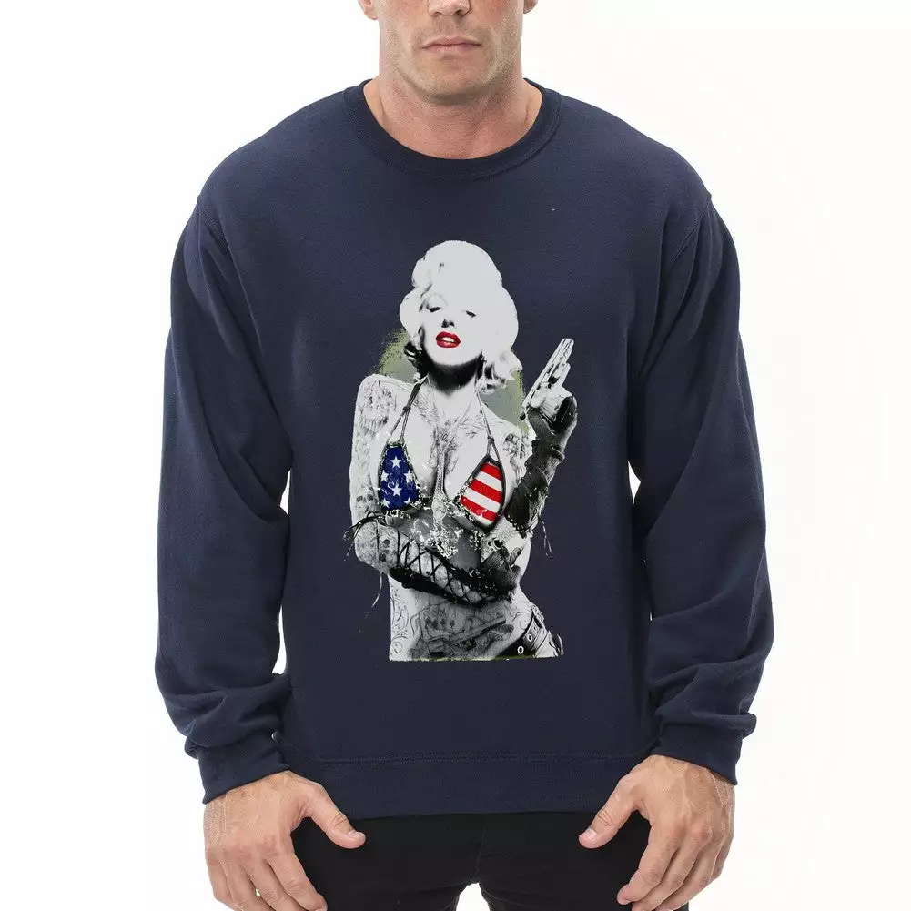 Bewild Cool Funny & Offensive Marilyn Flag Bikini Adult Crewneck 5 Bewild Cool Funny & Offensive Marilyn Flag Bikini Adult Crewneck