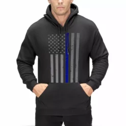 Bewild Police Thin Blue Line American Flag - Support Police Department Adult Hoodie