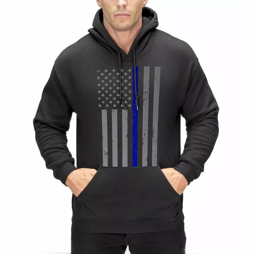 Bewild Police Thin Blue Line American Flag - Support Police Department Adult Hoodie 3 Bewild Police Thin Blue Line American Flag - Support Police Department Adult Hoodie