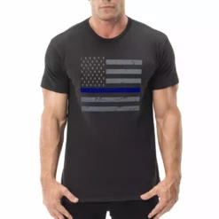 Bewild Police Thin Blue Line American Flag - Support Police Department Horizontal Mens T-shirt Say It Loud
