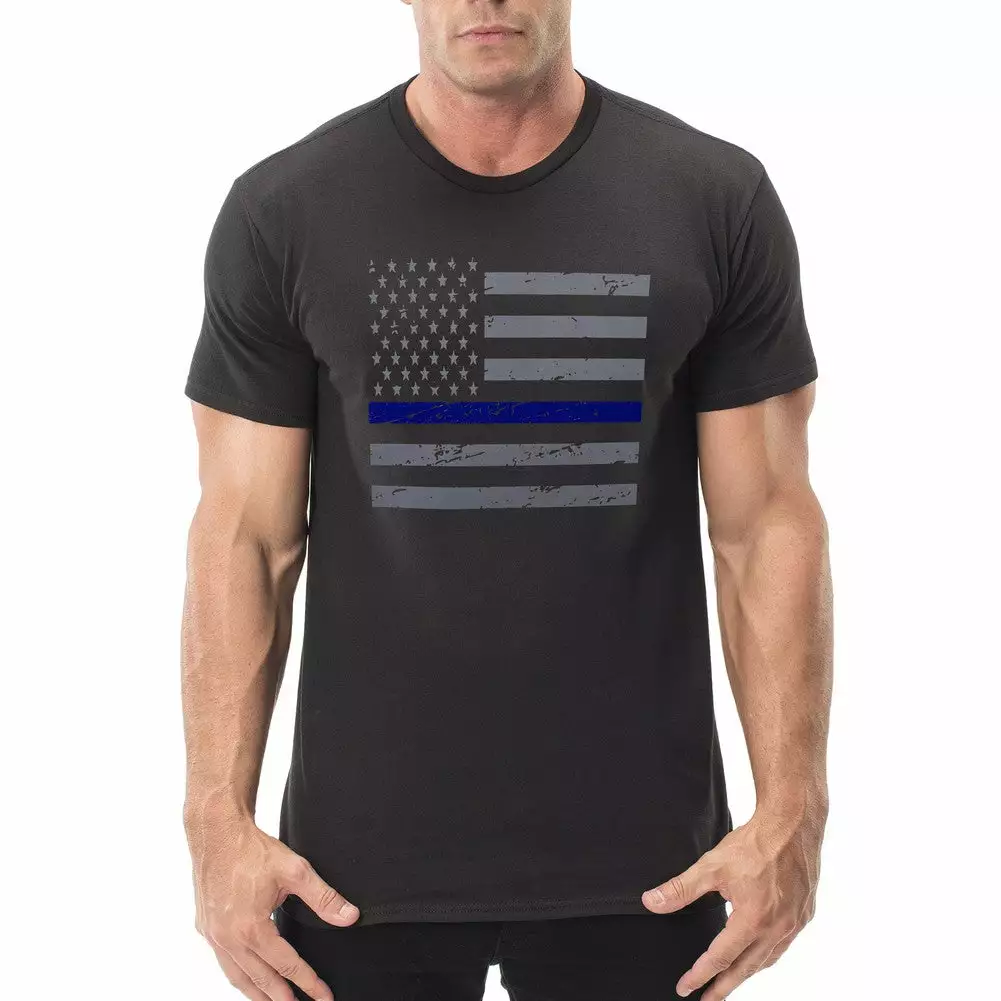 Bewild Police Thin Blue Line American Flag - Support Police Department Horizontal Mens T-shirt Say It Loud 3 Bewild Police Thin Blue Line American Flag - Support Police Department Horizontal Mens T-shirt Say It Loud