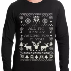 Bewild All I'm Really Asking For Is You Ugly Christmas Thermal Shirt Holiday Prints