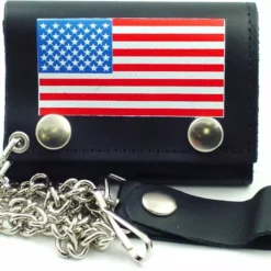 Bewild Wallets & Chains American Flag Genuine Leather Chain Wallet