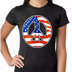Bewild American Flag Peace Sign Girls T-shirt