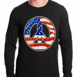 Bewild American Flag Peace Sign Thermal Shirt Nationality & Ethnic