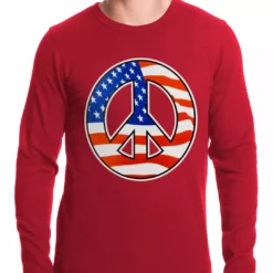 Bewild American Flag Peace Sign Thermal Shirt Nationality & Ethnic