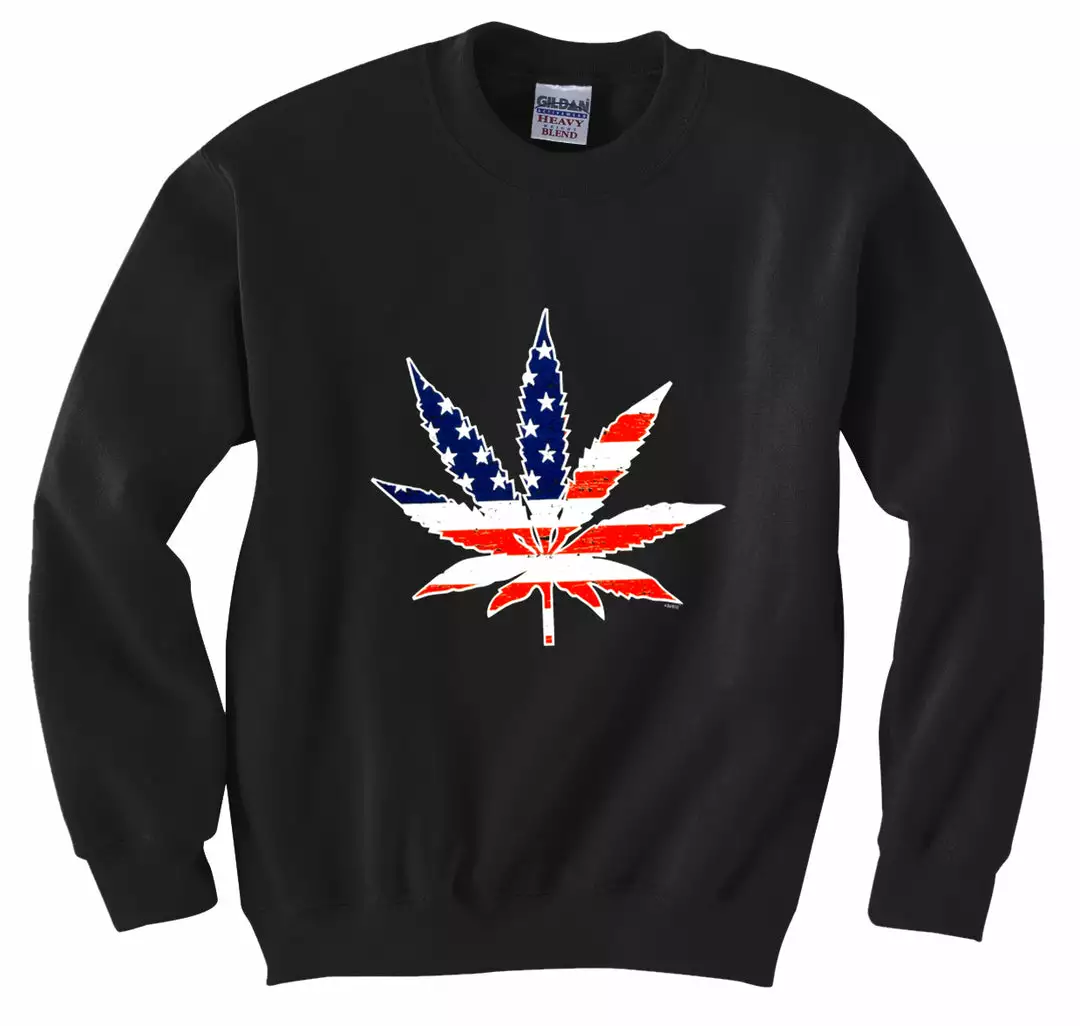 Bewild Nationality & Ethnic American Flag Pot Leaf Crewneck Sweatshirt 5 Bewild Nationality & Ethnic American Flag Pot Leaf Crewneck Sweatshirt