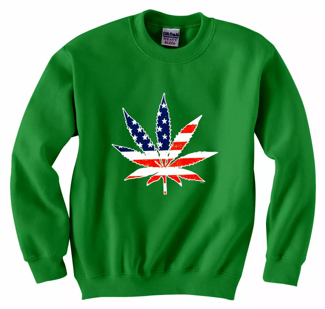 Bewild Nationality & Ethnic American Flag Pot Leaf Crewneck Sweatshirt 6 Bewild Nationality & Ethnic American Flag Pot Leaf Crewneck Sweatshirt