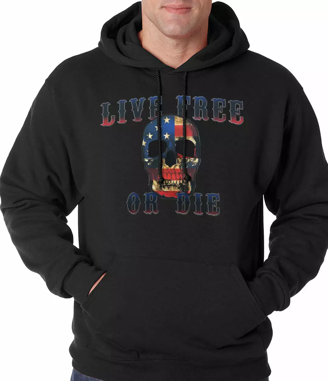Bewild American Flag Skull - Live Free Or Die Adult Hoodie 3 Bewild American Flag Skull - Live Free Or Die Adult Hoodie