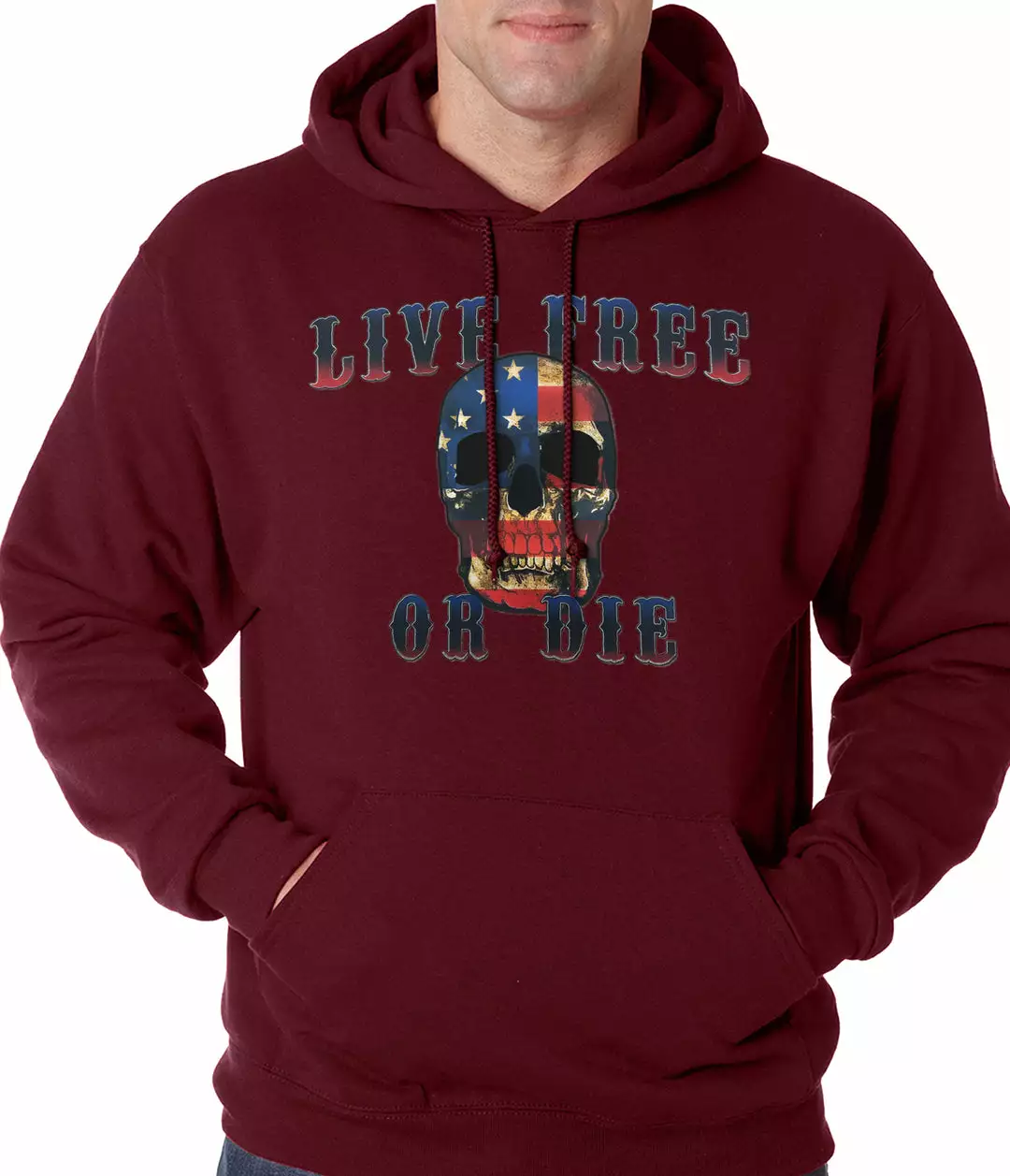 Bewild American Flag Skull - Live Free Or Die Adult Hoodie 8 Bewild American Flag Skull - Live Free Or Die Adult Hoodie