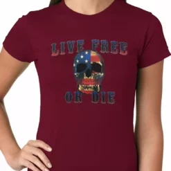 Bewild Biker Style American Flag Skull - Live Free Or Die Ladies T-shirt 17 Bewild Biker Style American Flag Skull - Live Free Or Die Ladies T-shirt
