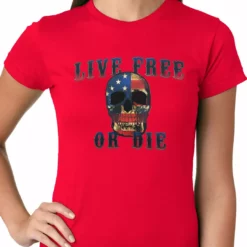 Bewild Biker Style American Flag Skull - Live Free Or Die Ladies T-shirt 19 Bewild Biker Style American Flag Skull - Live Free Or Die Ladies T-shirt