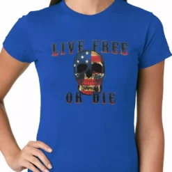 Bewild Biker Style American Flag Skull - Live Free Or Die Ladies T-shirt 20 Bewild Biker Style American Flag Skull - Live Free Or Die Ladies T-shirt