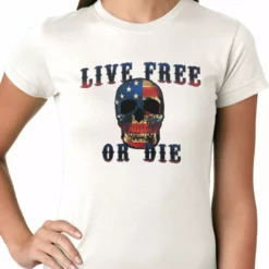 Bewild Biker Style American Flag Skull - Live Free Or Die Ladies T-shirt 21 Bewild Biker Style American Flag Skull - Live Free Or Die Ladies T-shirt