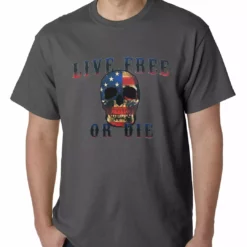 Bewild American Flag Skull - Live Free Or Die Mens T-shirt