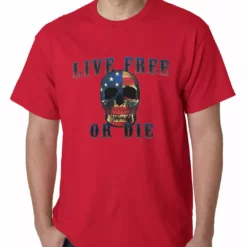 Bewild American Flag Skull - Live Free Or Die Mens T-shirt