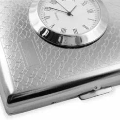 Bewild Cigarette Cases Art Deco Cigarette Case With Built In Clock (For Regular Size Only)
