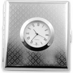 Bewild Cigarette Cases Art Deco Cigarette Case With Built In Clock (For Regular Size Only)