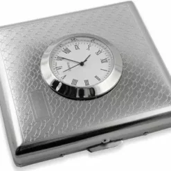 Bewild Cigarette Cases Art Deco Cigarette Case With Built In Clock (For Regular Size Only)