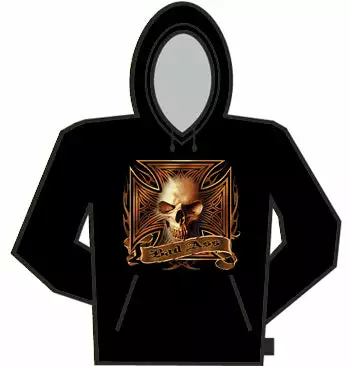 Bewild Bad Ass Flaming Skull And Cross Hoodie Biker Style 3 Bewild Bad Ass Flaming Skull And Cross Hoodie Biker Style