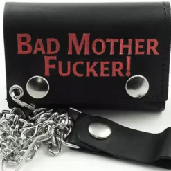 Bewild Bad Mother Fu*ker Chain Wallet (Black Leather With Red Print) Wallets & Chains