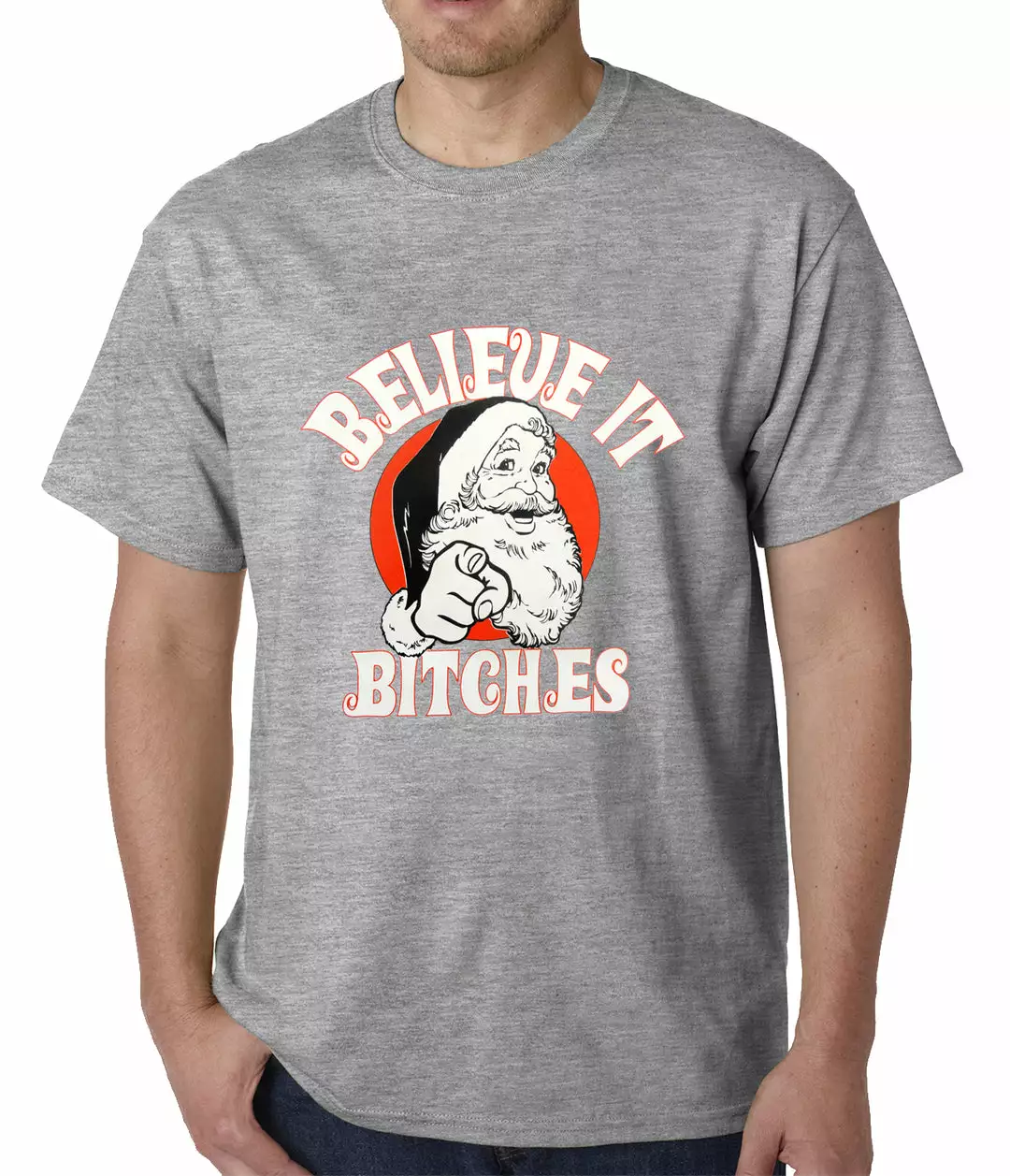 Bewild Holiday Prints Believe B*tches Funny Santa Mens T-shirt 7 Bewild Holiday Prints Believe B*tches Funny Santa Mens T-shirt