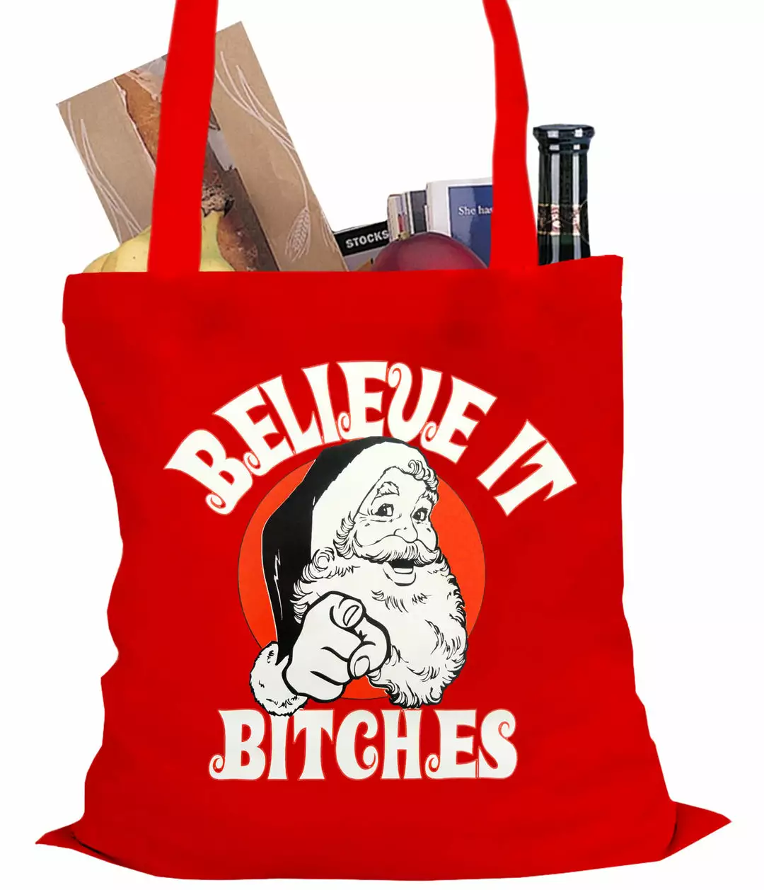 Bewild Believe B*tches Funny Santa Tote Bag Holiday Prints 3 Bewild Believe B*tches Funny Santa Tote Bag Holiday Prints
