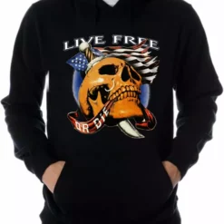 Bewild Biker Hoodies - Live Free Or Die Men's Biker Hoodie (Black)