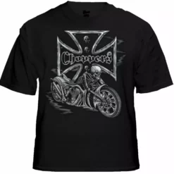 Bewild Biker Style Biker Shirts - "Chopper Skeleton Bike" Biker Shirt