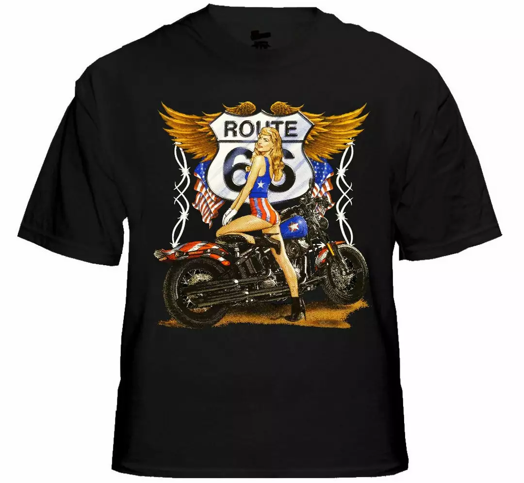 Bewild Biker Shirts - "Route 66 Pin Up" Biker Shirt 4 Bewild Biker Shirts - "Route 66 Pin Up" Biker Shirt
