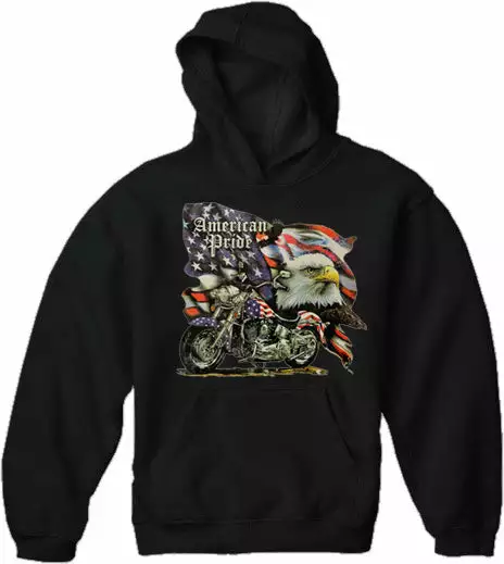 Bewild Biker Style "American Pride" Biker Hoodie (Black) 3 Bewild Biker Style "American Pride" Biker Hoodie (Black)