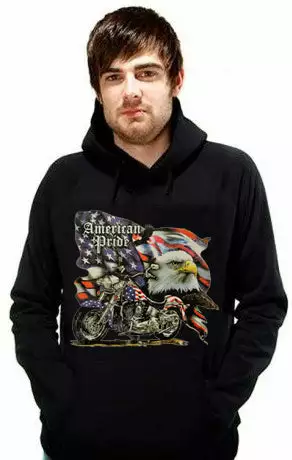 Bewild Biker Style "American Pride" Biker Hoodie (Black) 7 Bewild Biker Style "American Pride" Biker Hoodie (Black)