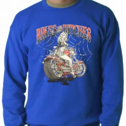 Bewild Biker Style Bikes And B*tches Biker Adult Crewneck
