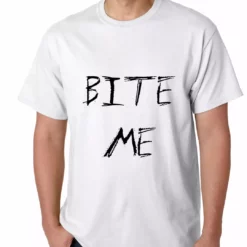 Bewild Cool Funny & Offensive Bite Me Zombie And Vampire Lovers Mens T-shirt