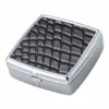 Bewild Black Croc Pattern Iron Chrome Plated Square Shaped 2 Compartment Pill Box Pill Cases