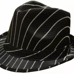 Bewild Black Pin-Striped Fedora Hat