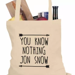 Bewild Comic Con & Gaming Clothing Video Game (Black Print) You Know Nothing Jon Snow Tote Bag